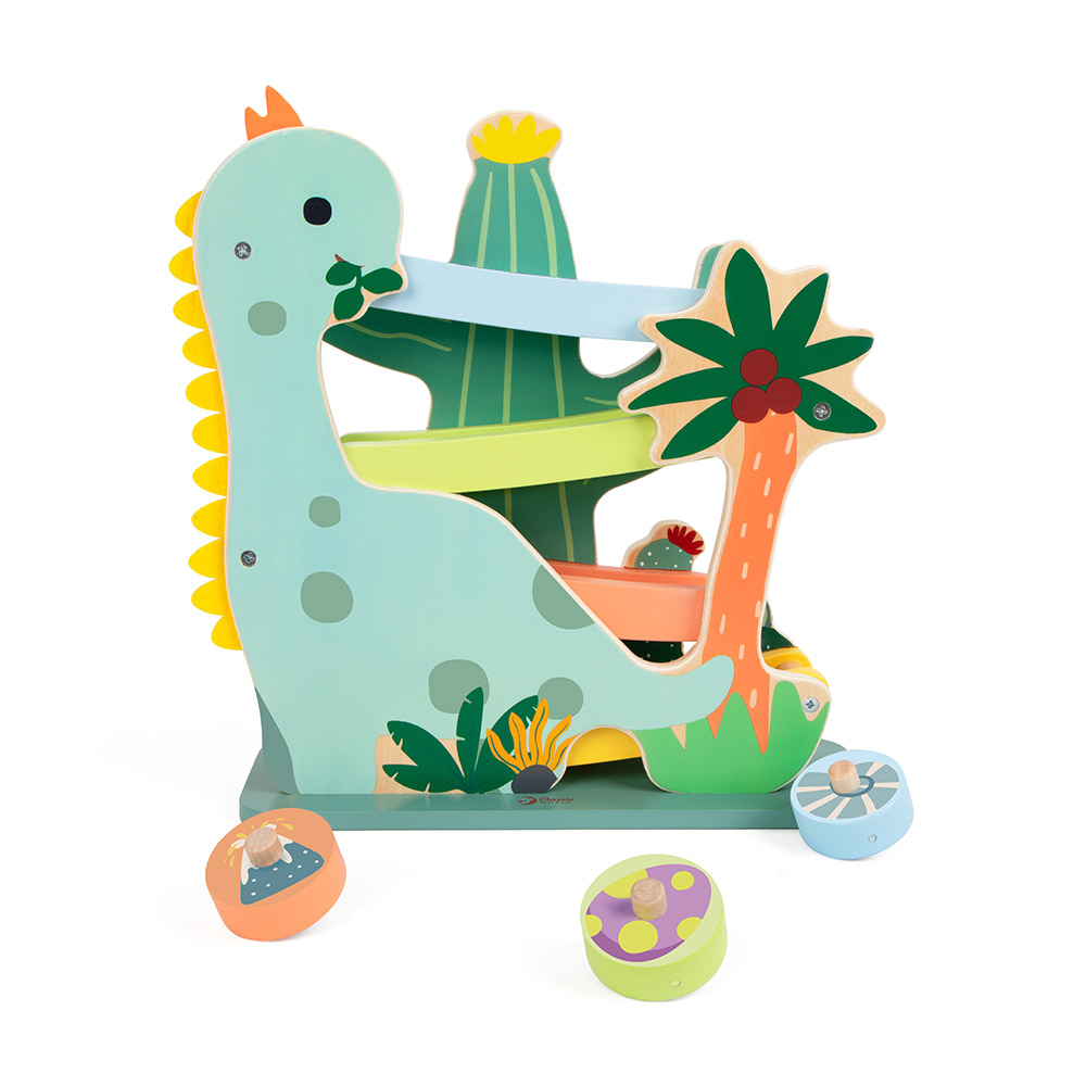 Classic World - Wooden Dinosaur Slide | Kids Toy Slide & Track Set | Interactive Pretend Play Wooden Toy