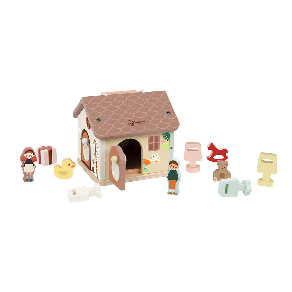 Classic World - Wooden Locking House | Kids Activity Toy Box | Interactive Pretend Play Wooden Toy