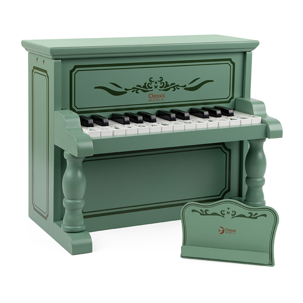 Classic World - Wooden Vintage Piano | Kids Toy Piano Keyboard | Musical Wooden Toy for Toddlers