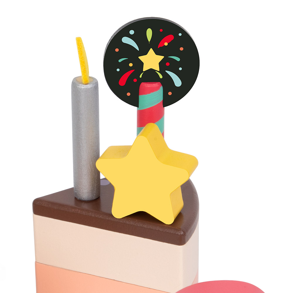 Classic World - Wooden Chocolate Cake | Kids Toy Cake & Birthday Pretend Play Set | Educational Wooden Toy