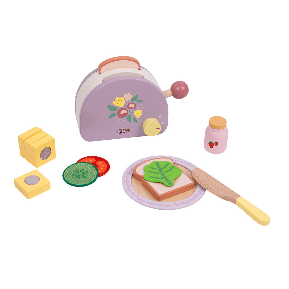 Classic World - Wooden Grace Toaster | Kids Toy Toaster Kitchen Set | Pretend Play Wooden Toy for Toddlers