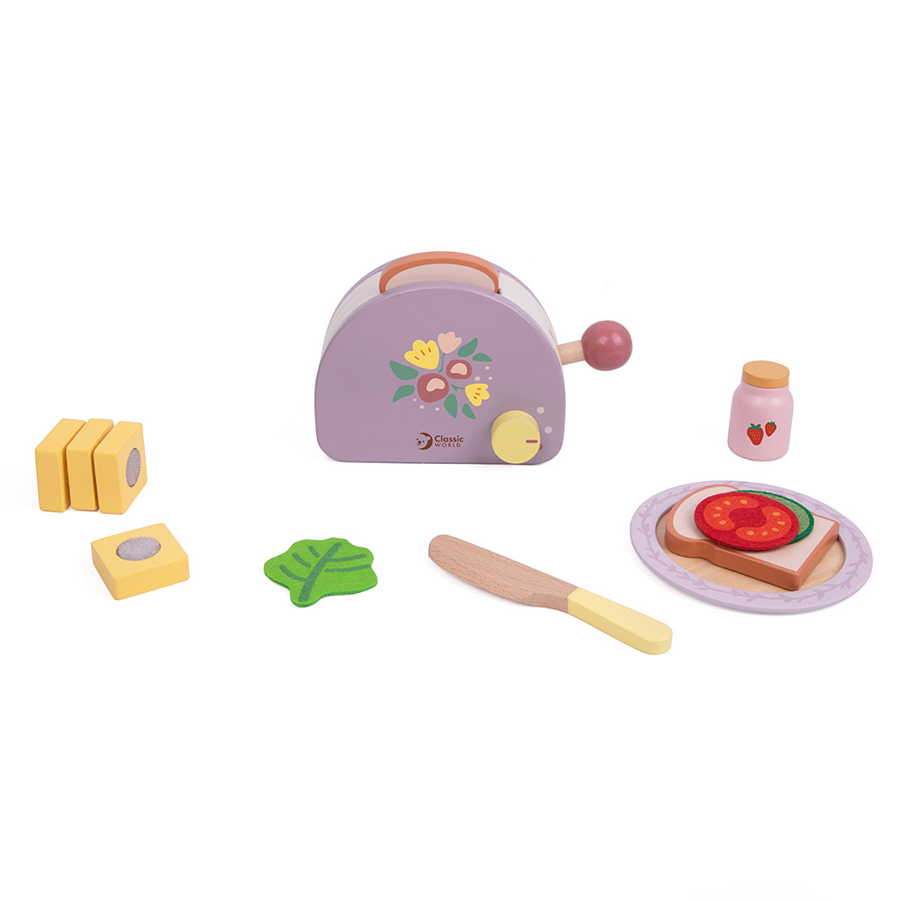 Classic World - Wooden Grace Toaster | Kids Toy Toaster Kitchen Set | Pretend Play Wooden Toy for Toddlers