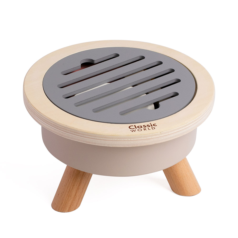 Classic World - Wooden BBQ Set | Kids Pretend Play Grill | Cooking Roleplay Wooden Toy