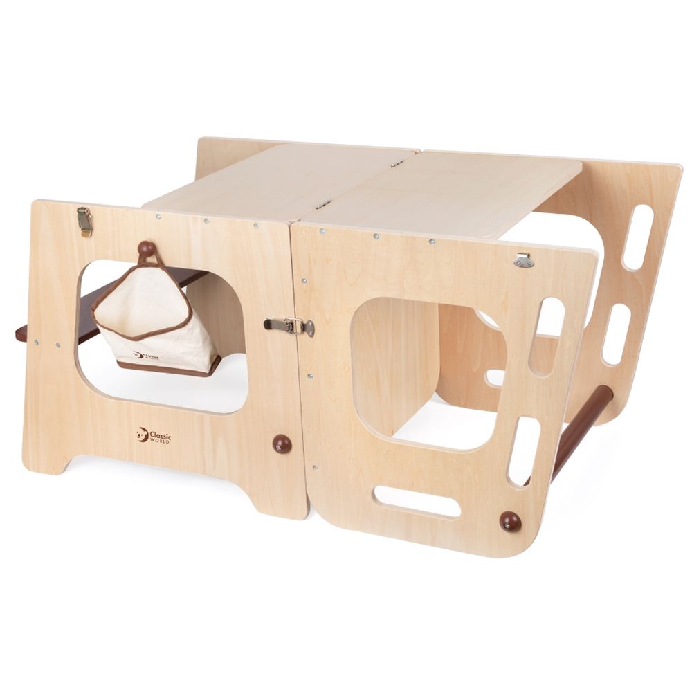Classic World - Wooden Convertible Helper Tower-Table | Kids Toy Tower & Desk Set | Multi-Purpose Wooden Toy