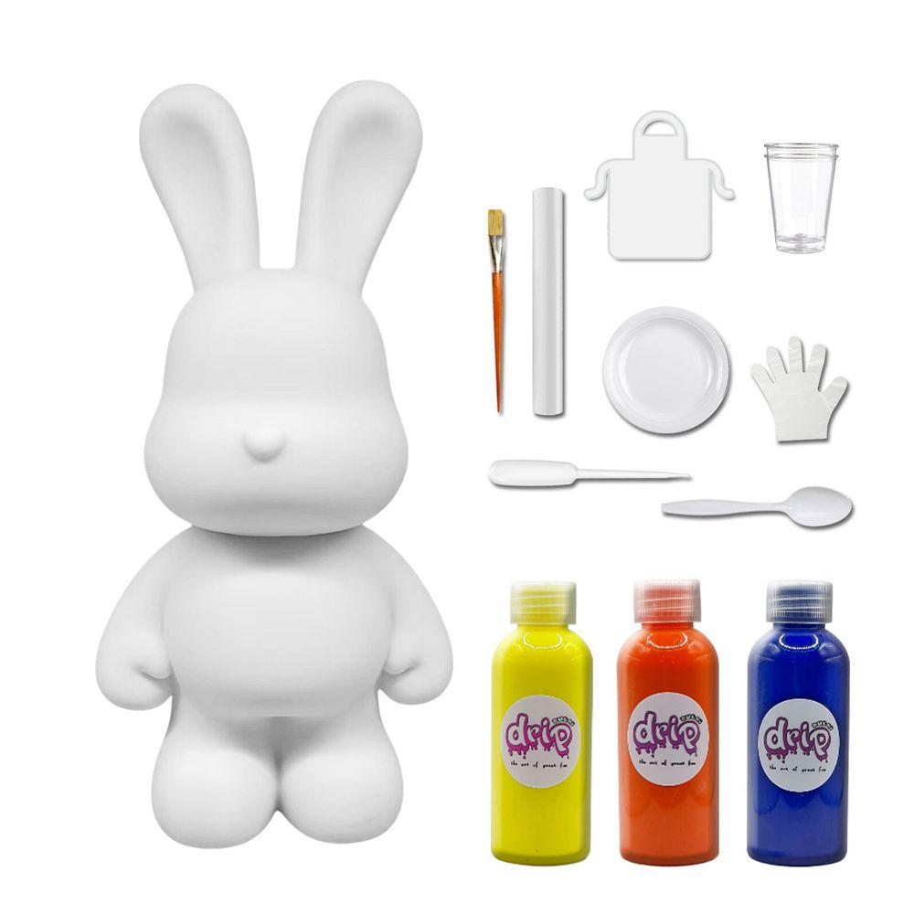 Dubai Drip Art - DIY Rabbit Acrylic Flow Pouring Paint Kit - Lemon YelloWithOrange/Dark Blue