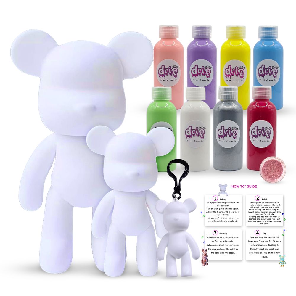 Dubai Drip Art - Complete Acrylic Bear Family Set - Pastel Paradise