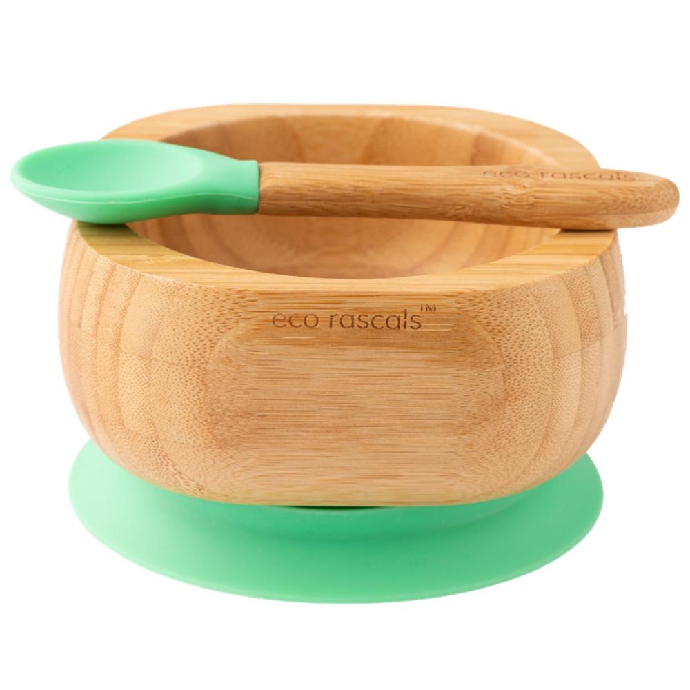 Eco Rascals - Bamboo Suction Bowl & Spoon Set - Multicolor - 2 Pcs