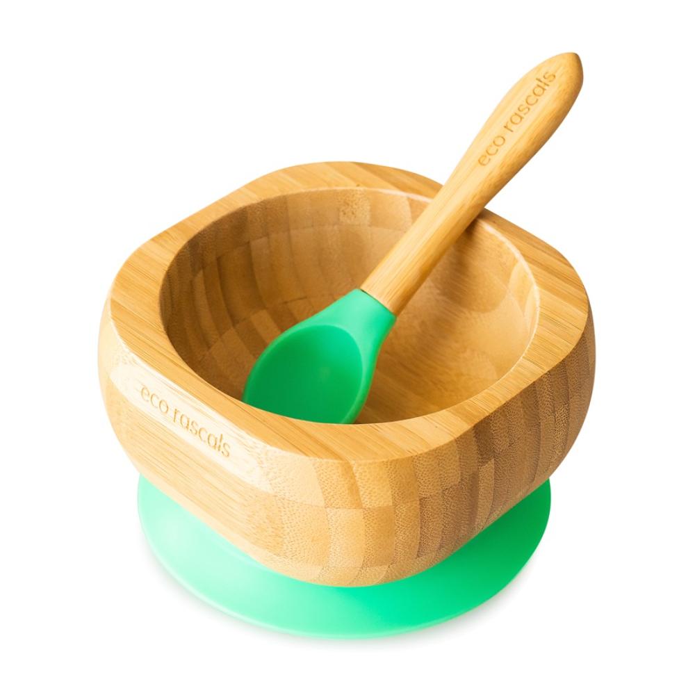 Eco Rascals - Bamboo Suction Bowl & Spoon Set - Multicolor - 2 Pcs