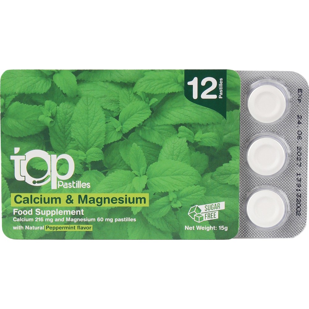 SuLinda - Top Calcium And Magnesium Pastilles - Natural Peppermint - 15 gm - 12 Pcs