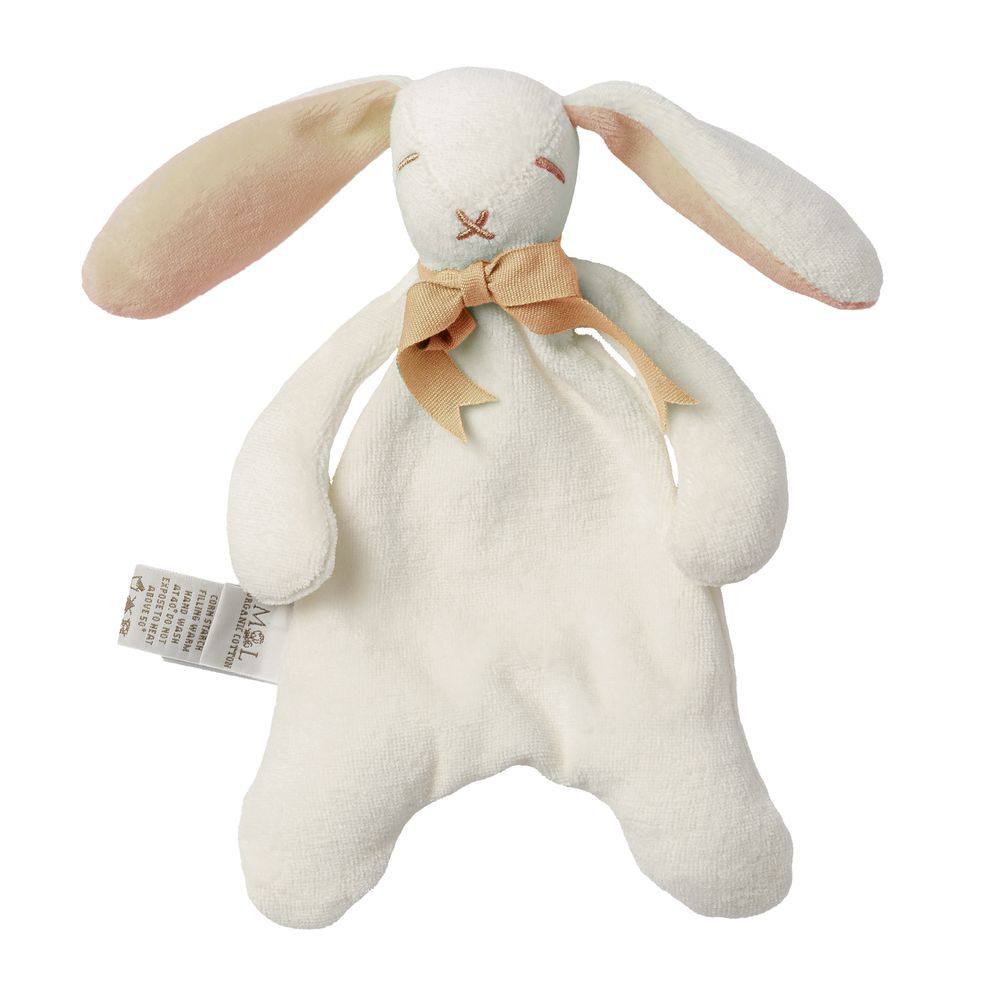Maud N Lil - Organic Mini Bunny Soft Toy Comforter - White/Sand