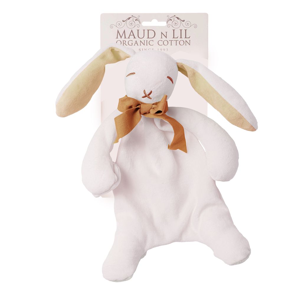 Maud N Lil - Organic Mini Bunny Soft Toy Comforter - White/Sand