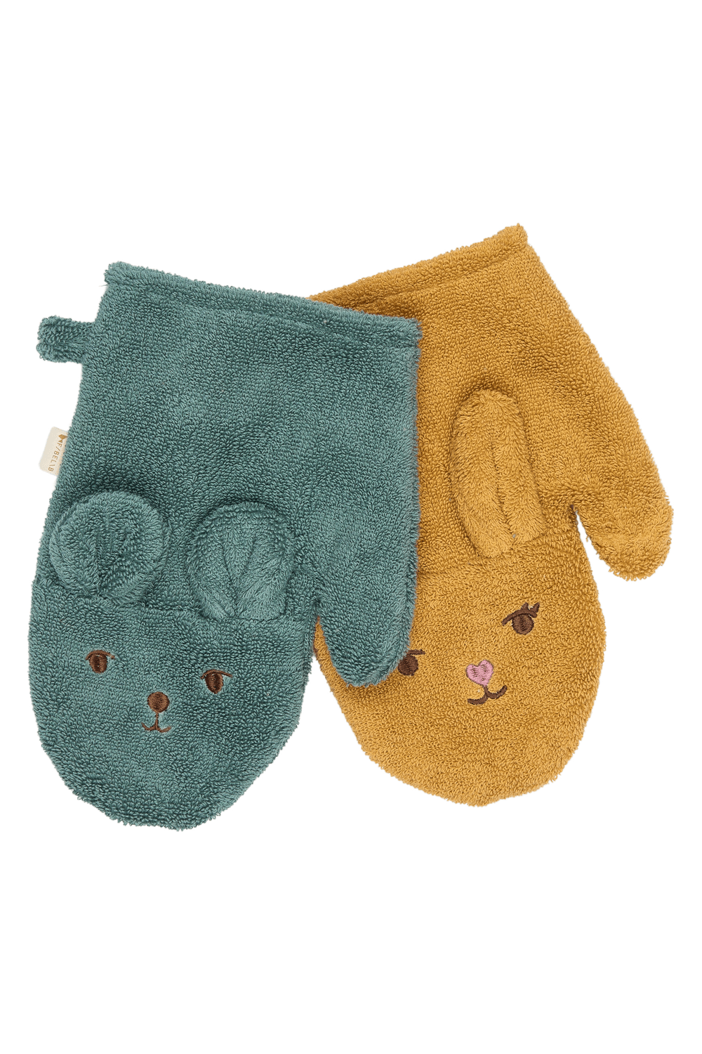 Fabelab - Organic Bath Mitts - Bear and Bunny - 2pcs