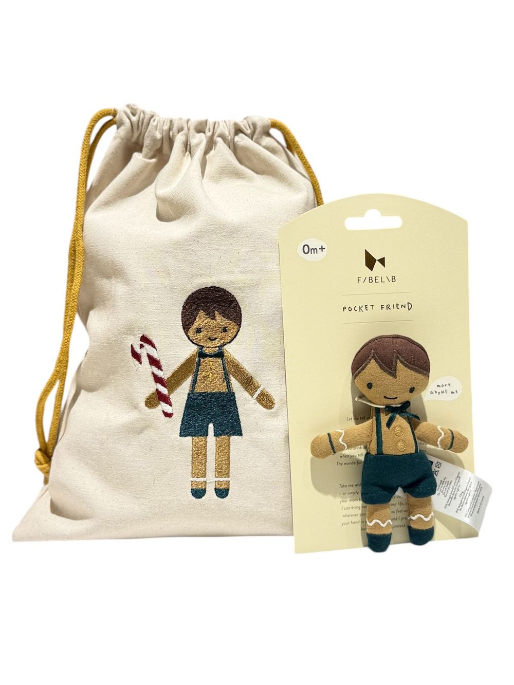 Fabelab Christmas Gift Bag With Gingerbread Boy Pocket Toy - 12 cm