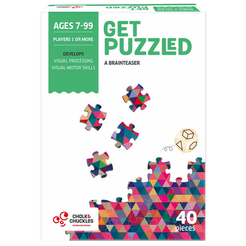 Chalk And Chuckles - Get Puzzled - 2-in-1 Brain Teaser Jigsaw Puzzle Game - 40 Pc Set