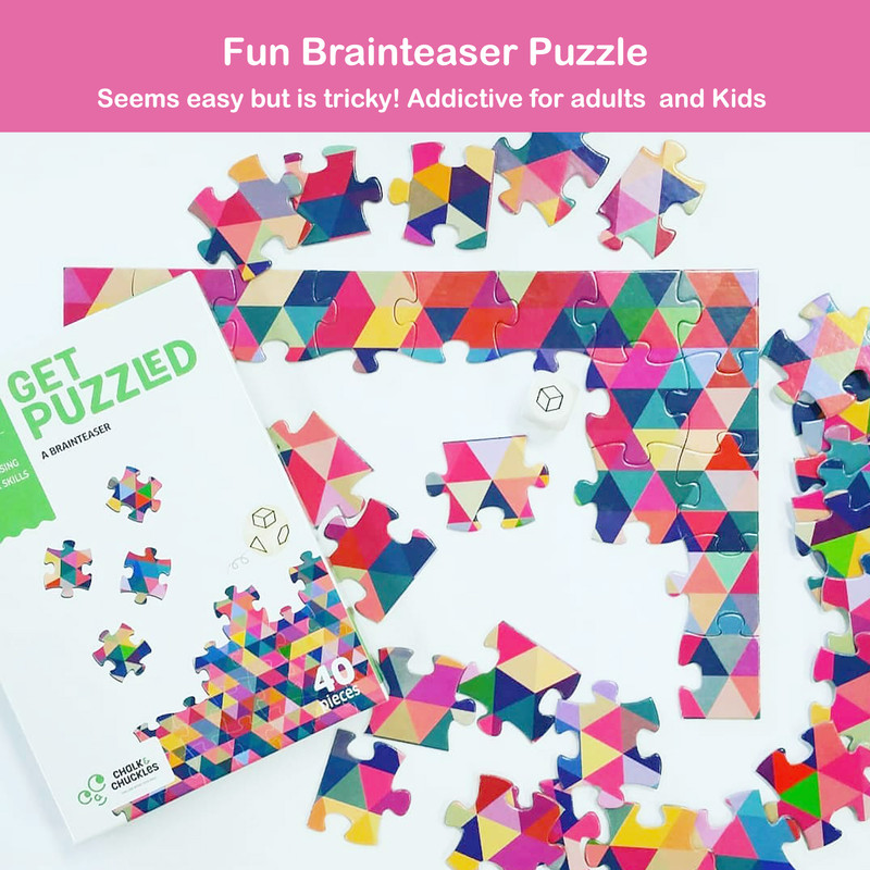 Chalk And Chuckles - Get Puzzled - 2-in-1 Brain Teaser Jigsaw Puzzle Game - 40 Pc Set