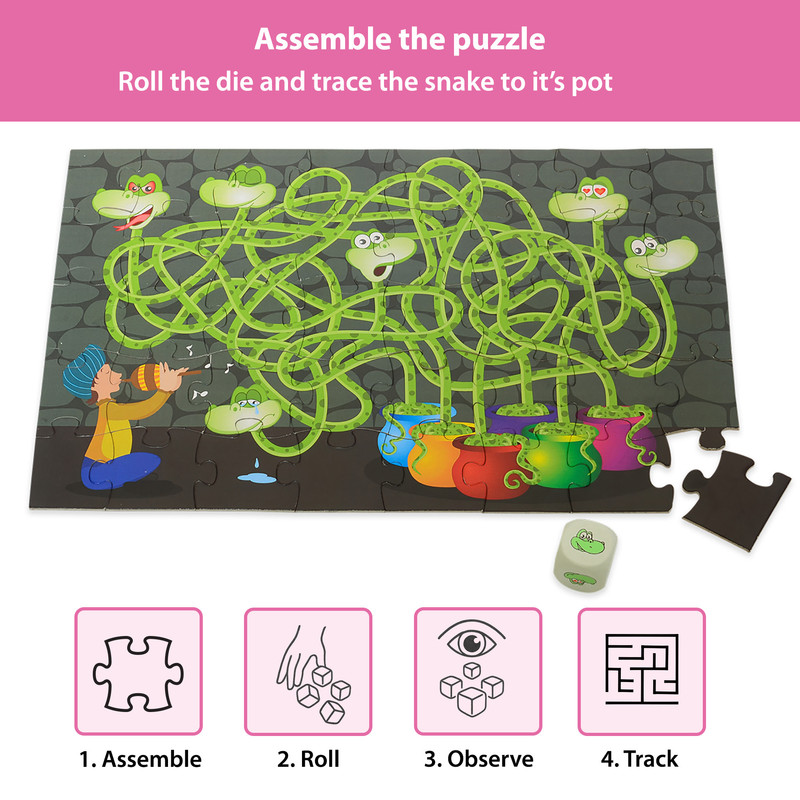 Chalk And Chuckles - Moody Snakes - Feelings & Emotions 2-in-1 Jigsaw Puzzle Game - 40 Pc Set
