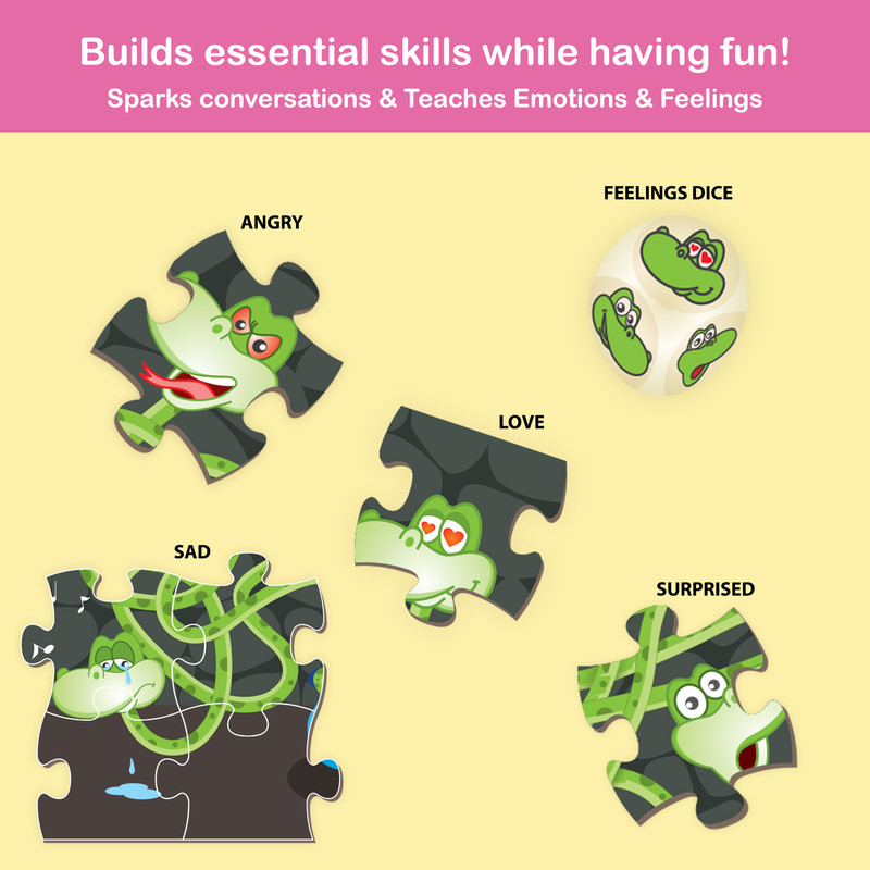 Chalk And Chuckles - Moody Snakes - Feelings & Emotions 2-in-1 Jigsaw Puzzle Game - 40 Pc Set