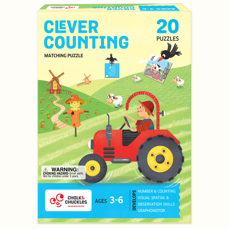 Chalk And Chuckles - Clever Counting- Self-Correcting Numbers 2-in-1 Puzzle Game - 23 Pc Set