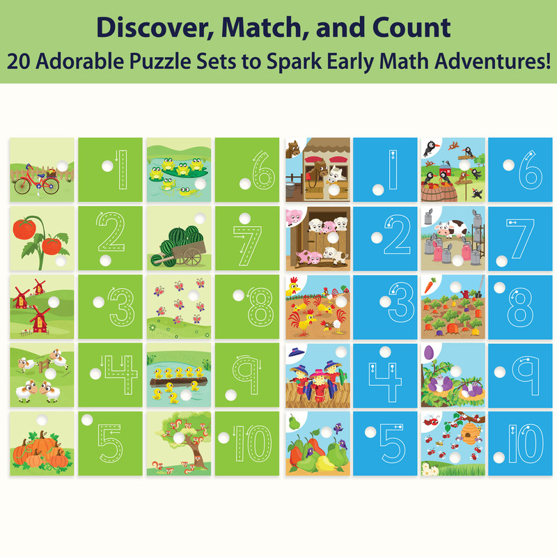 Chalk And Chuckles - Clever Counting- Self-Correcting Numbers 2-in-1 Puzzle Game - 23 Pc Set