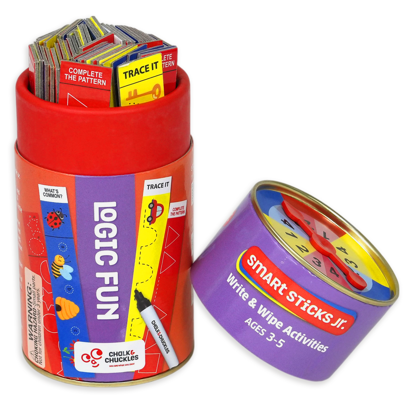 Chalk And Chuckles - Smart Sticks Jr Logic Fun Spin & Write Learning Game - Multicolor