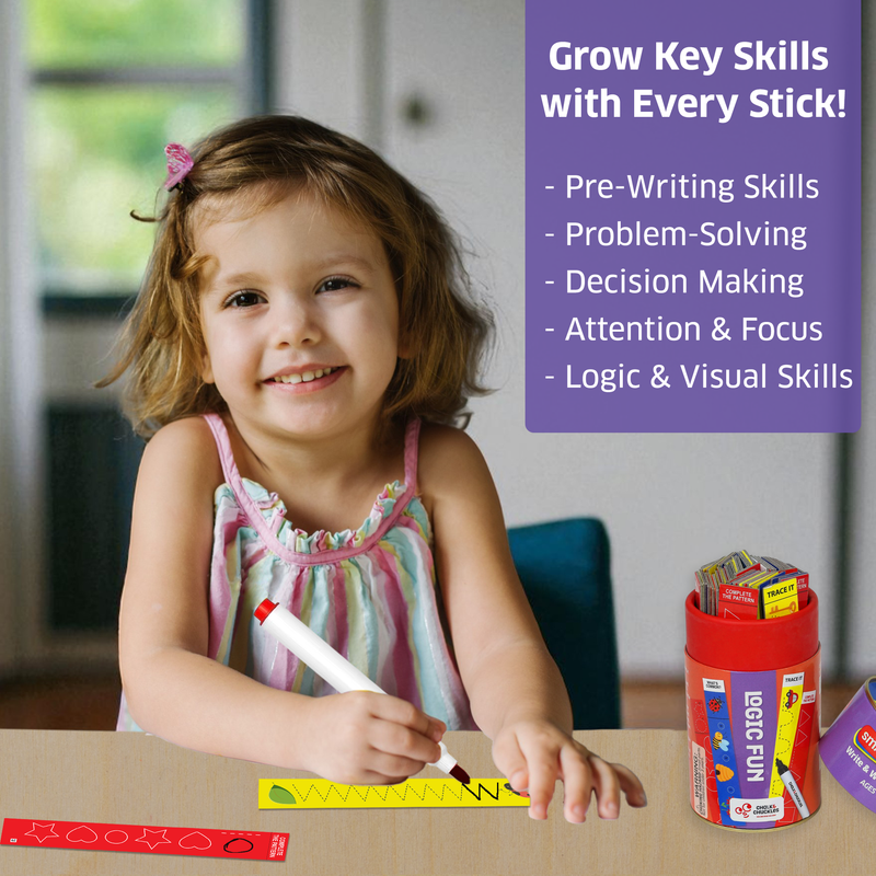 Chalk And Chuckles - Smart Sticks Jr Logic Fun Spin & Write Learning Game - Multicolor