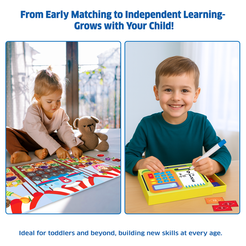 Chalk And Chuckles - 6-In-1 Busy Market Preschool Activity Kit - Multicolor