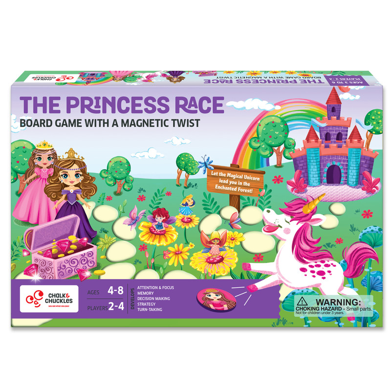 Chalk And Chuckles - The Princess Race Magnetic Board Game - Multicolor