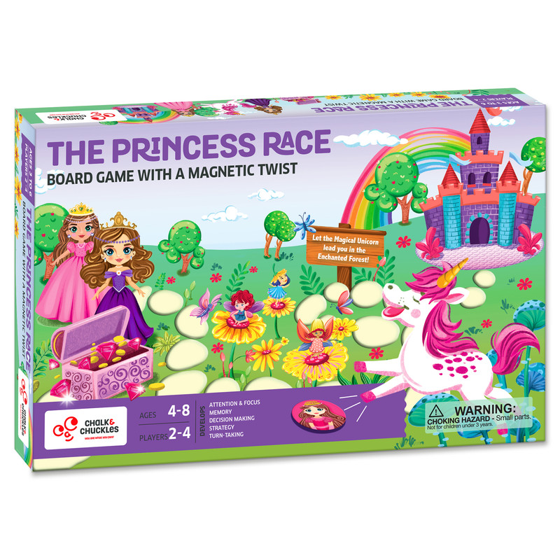 Chalk And Chuckles - The Princess Race Magnetic Board Game - Multicolor