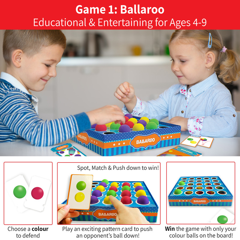 Chalk And Chuckles - 3-In-1 Ballaroo Logic Games & Puzzles - Multicolor