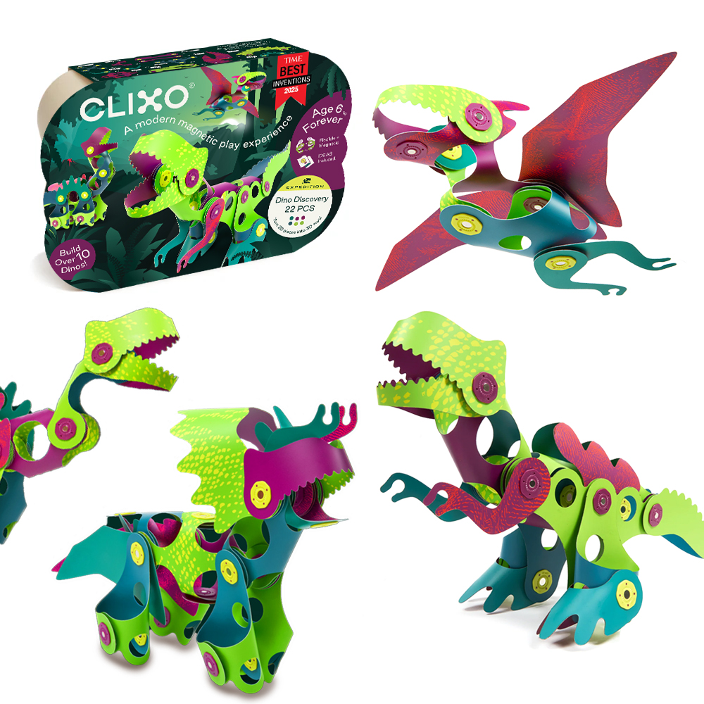 Clixo - Expedition Magnetic Building Toy Set - Dino Discovery - 22 Pcs