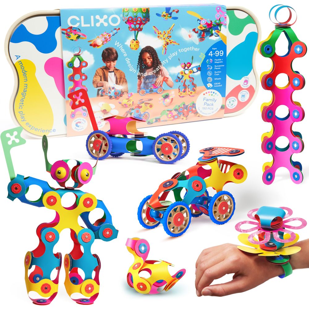 Clixo - Magnetic Building Toy Set - Family Pack - 150 Pcs