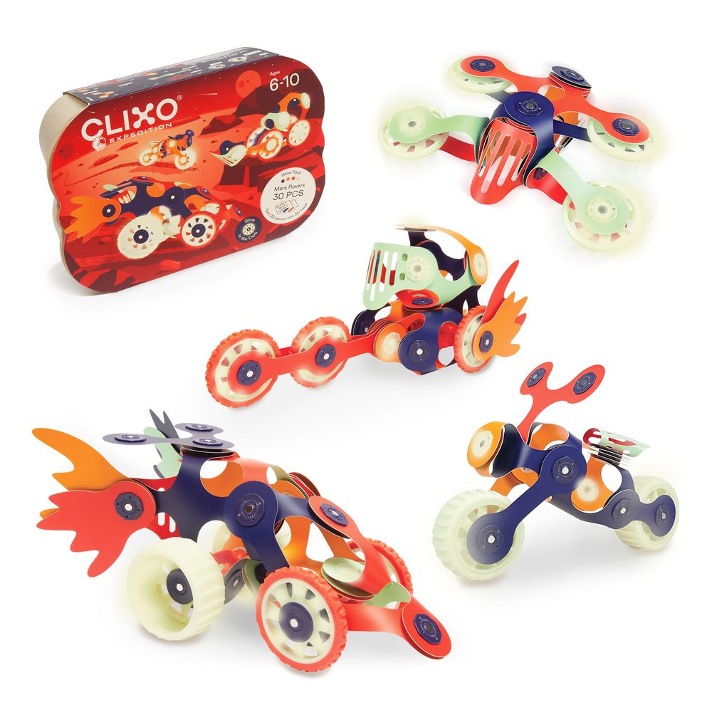 Clixo - Expedition Magnetic Building Toy Set - Mars Rovers - 30 Pcs
