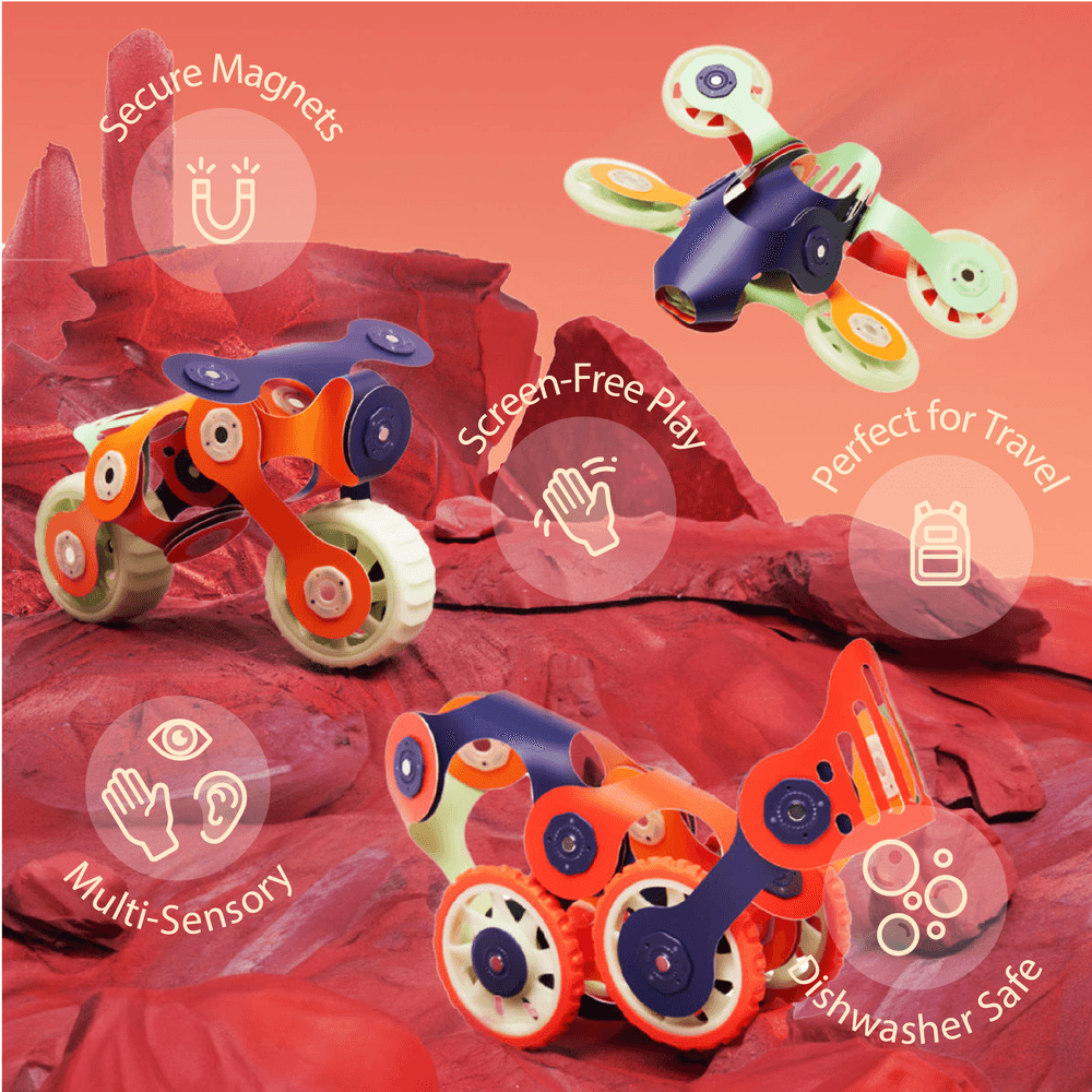 Clixo - Expedition Magnetic Building Toy Set - Mars Rovers - 30 Pcs