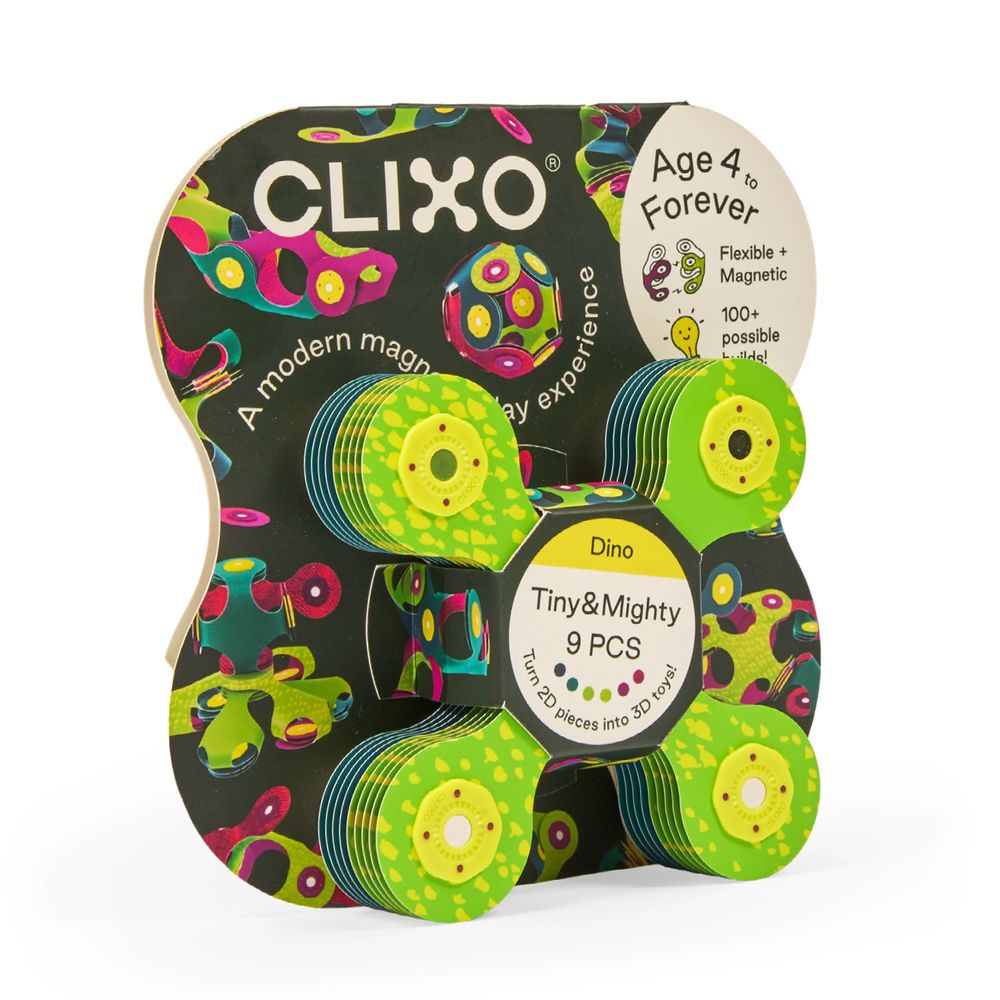Clixo - Tiny & Mighty Magnetic Building Toy Set - Dino - 9 Pcs