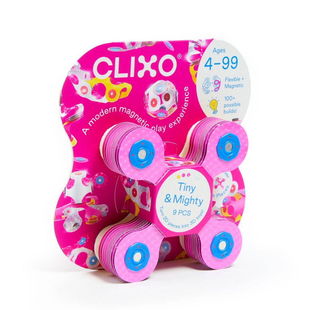 Clixo - Tiny & Mighty Magnetic Building Toy Set - Sparkle - 9 Pcs