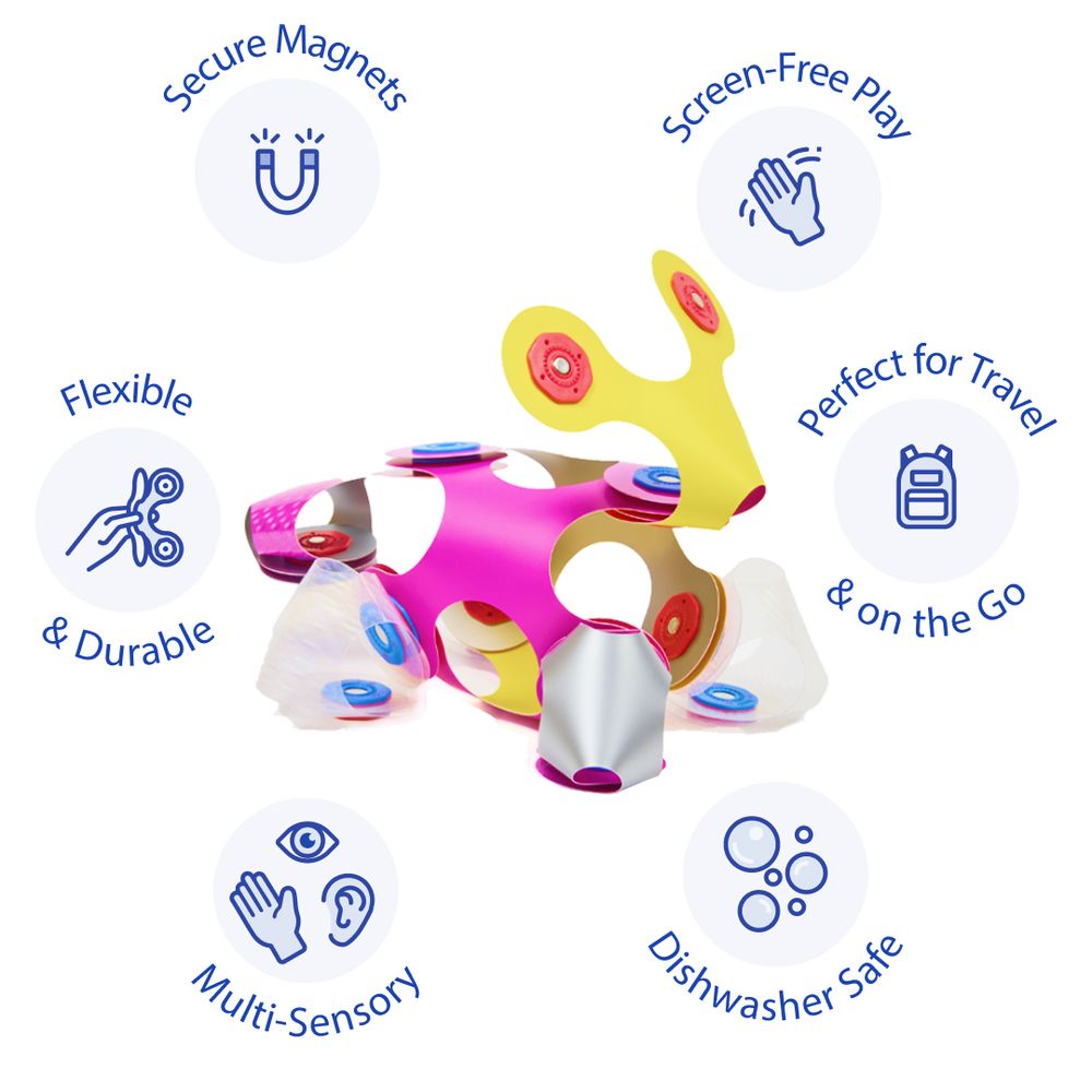 Clixo - Tiny & Mighty Magnetic Building Toy Set - Sparkle - 9 Pcs