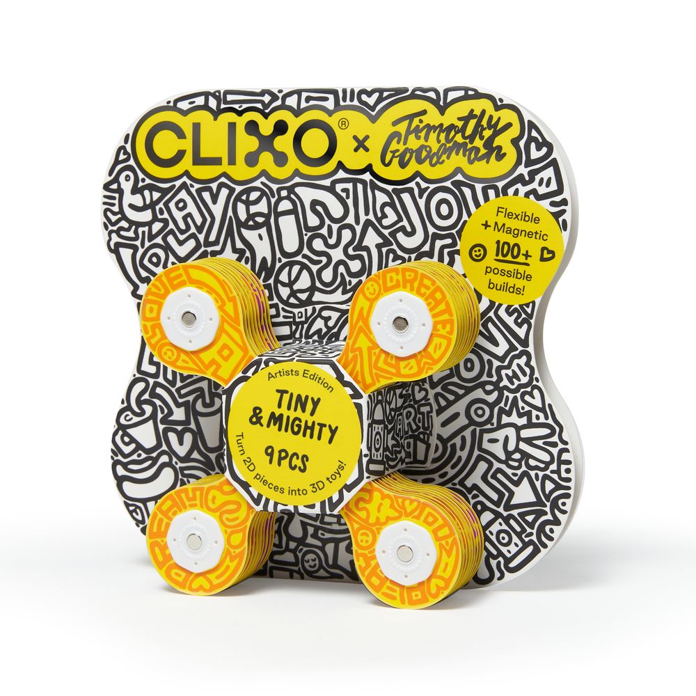 Clixo - Tiny & Mighty Artist Edition Magnetic Building Toy Set - Timothy Goodman - 9 Pcs