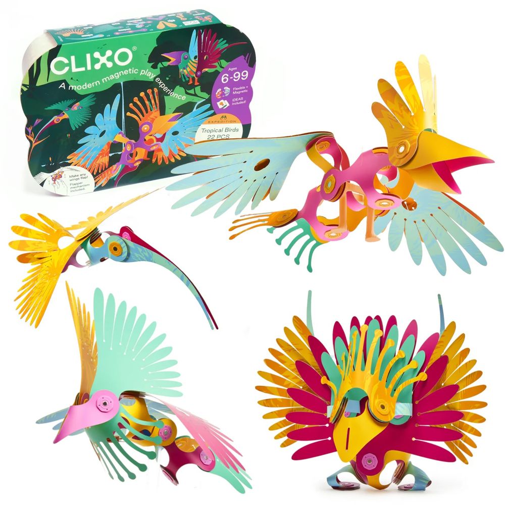 Clixo - Tropical Birds Magnetic Building Set - 22 Pcs