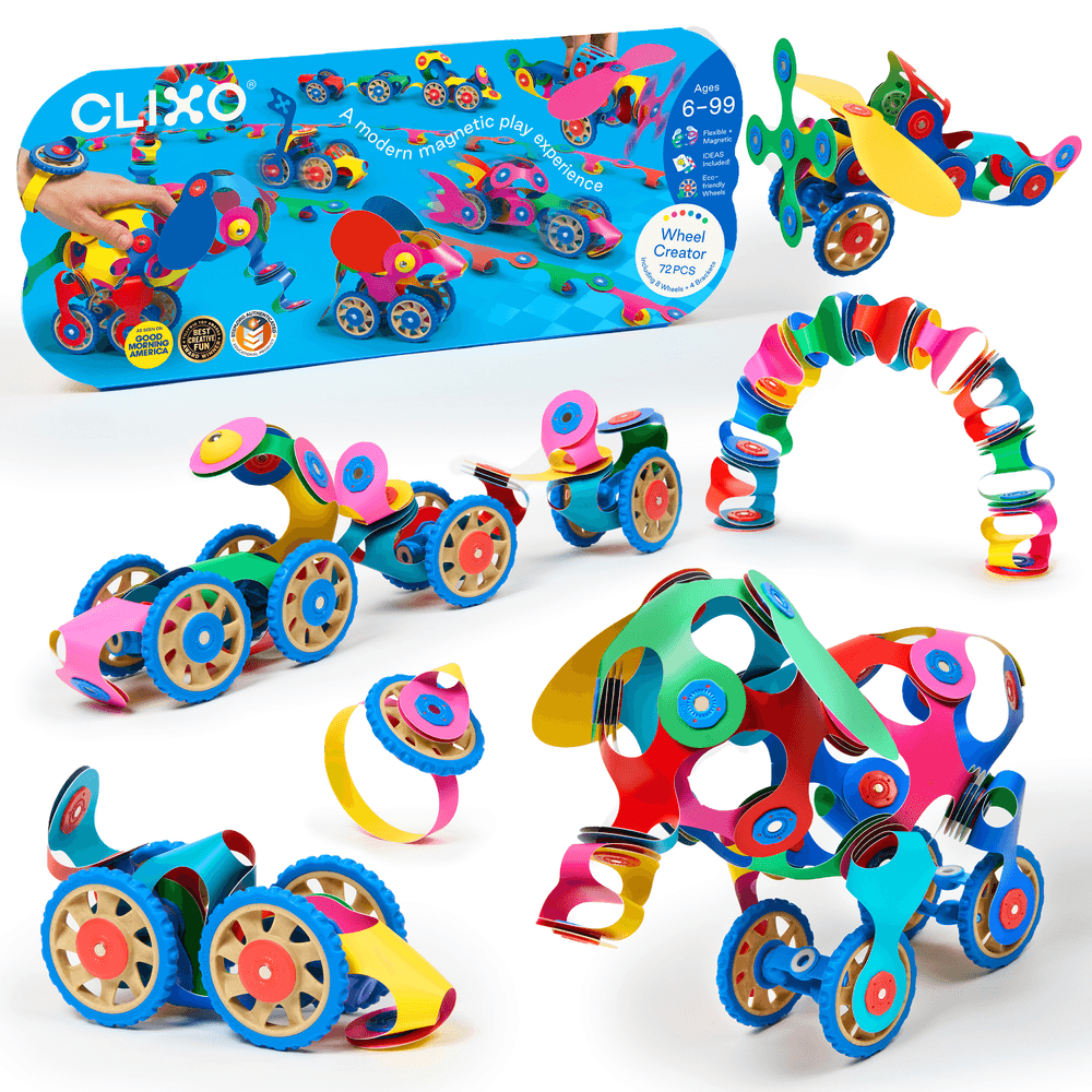 Clixo - Magnetic Building Toy Set - Wheel Creator - 72 Pcs