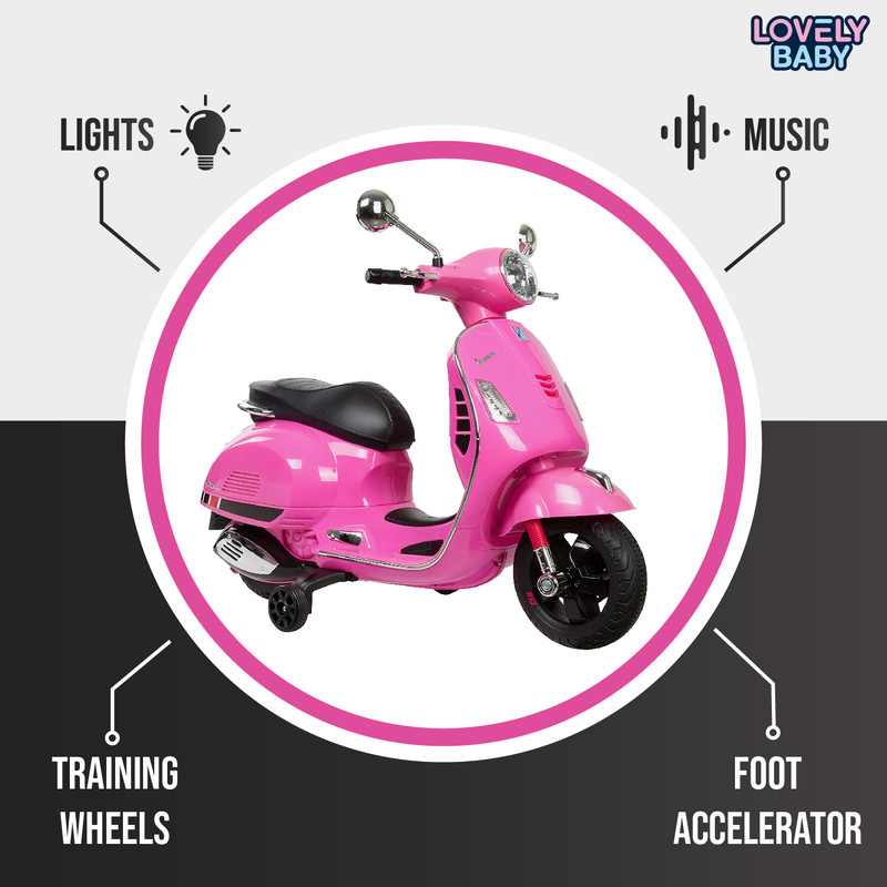 Lovely Baby - Kids Ride-On Vespa Scooter - Pink