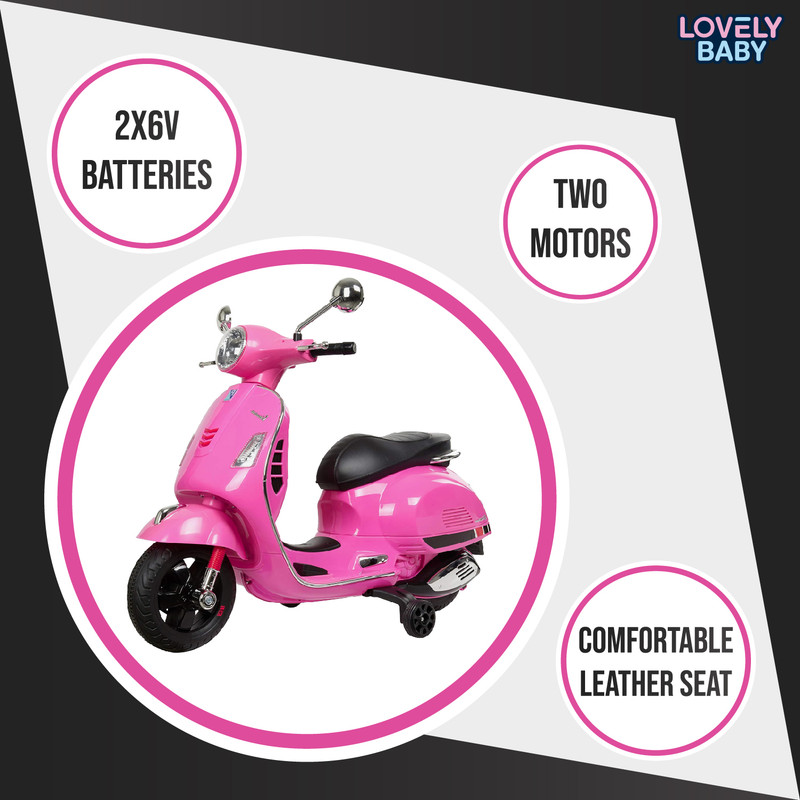 Lovely Baby - Kids Ride-On Vespa Scooter - Pink