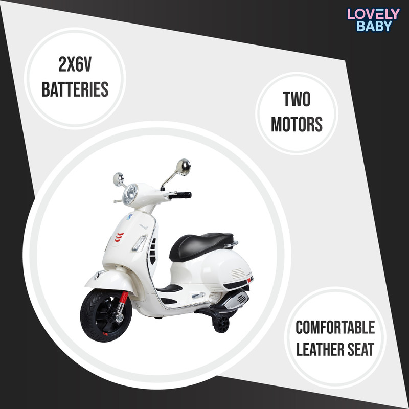 Lovely Baby - Kids Ride-On Vespa Scooter - White