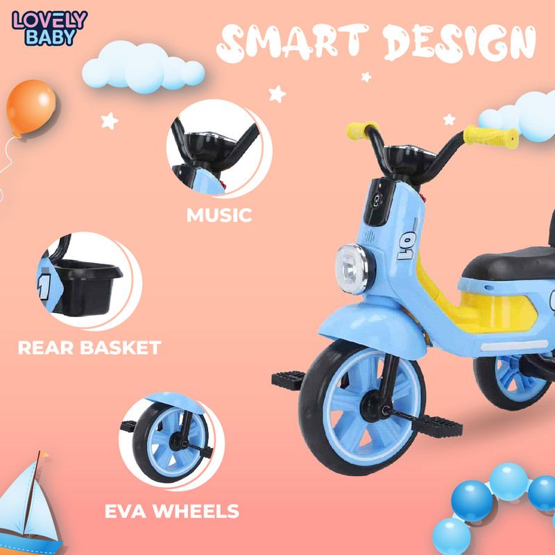 Lovely Baby - Kids' Tricycle With Light And Sound - Blue