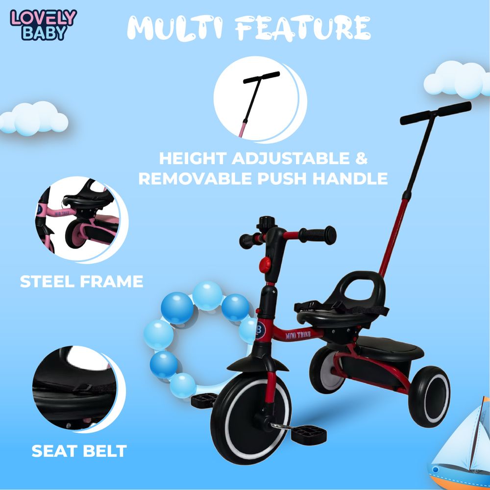 Lovely Baby - Kids Tricycle With Adjustable Handle