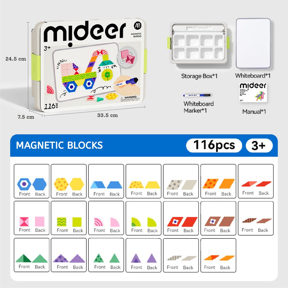 Mideer - Magnetic Blocks - 116 Pc Set