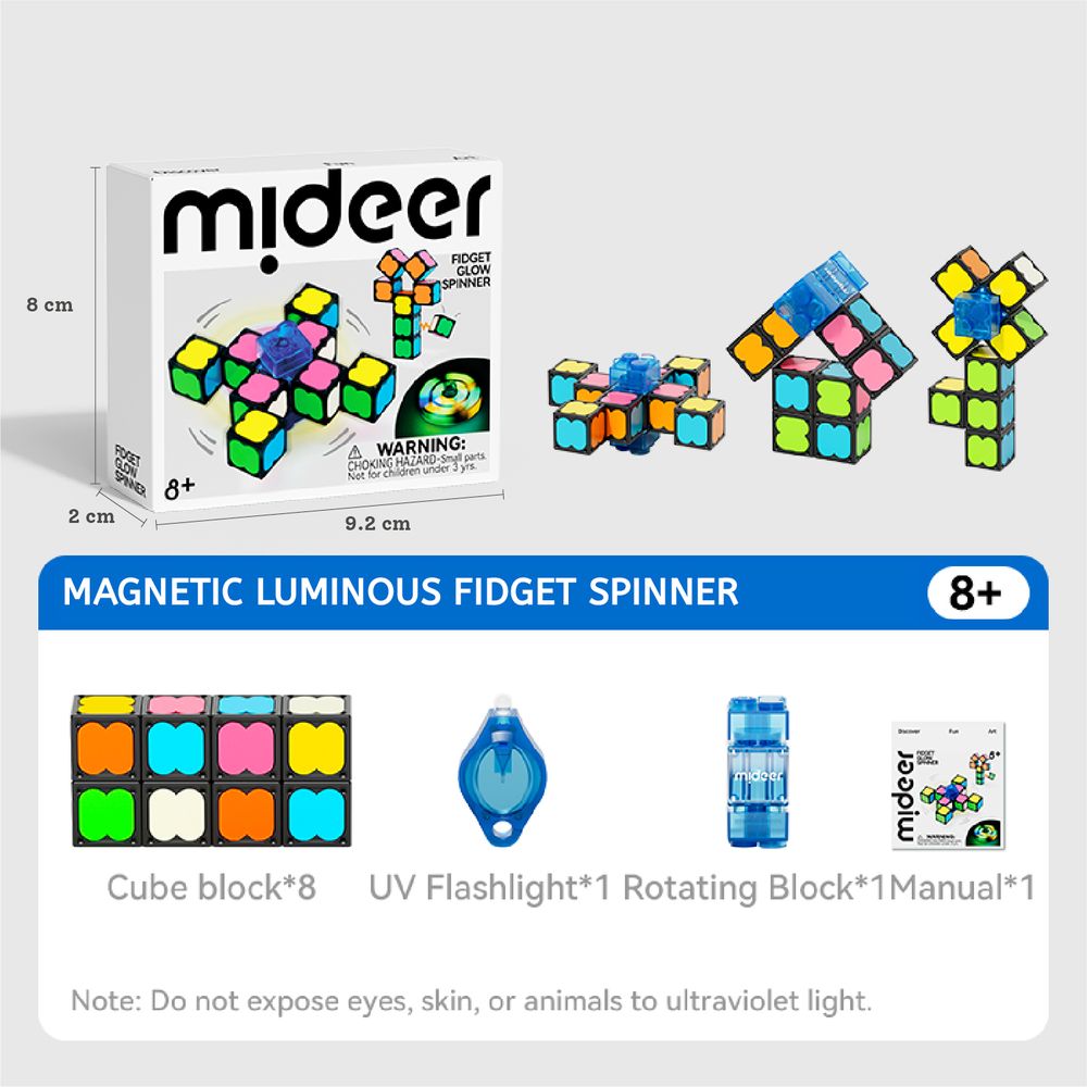 Mideer - Fidget Glow Spinner - 9 Pc Set