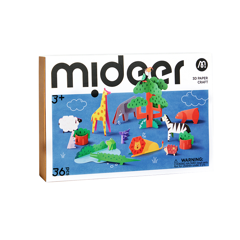 Mideer - 3D Paper Craft Forest Animals - 36 Pc Set