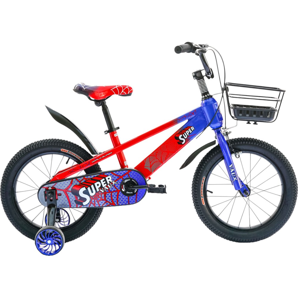 Vaux - Kids Super Bicycle With Balancing Wheels - Blue/Red