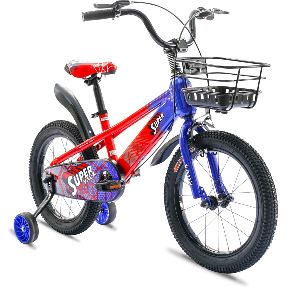 Vaux - Kids Super Bicycle With Balancing Wheels - Blue/Red