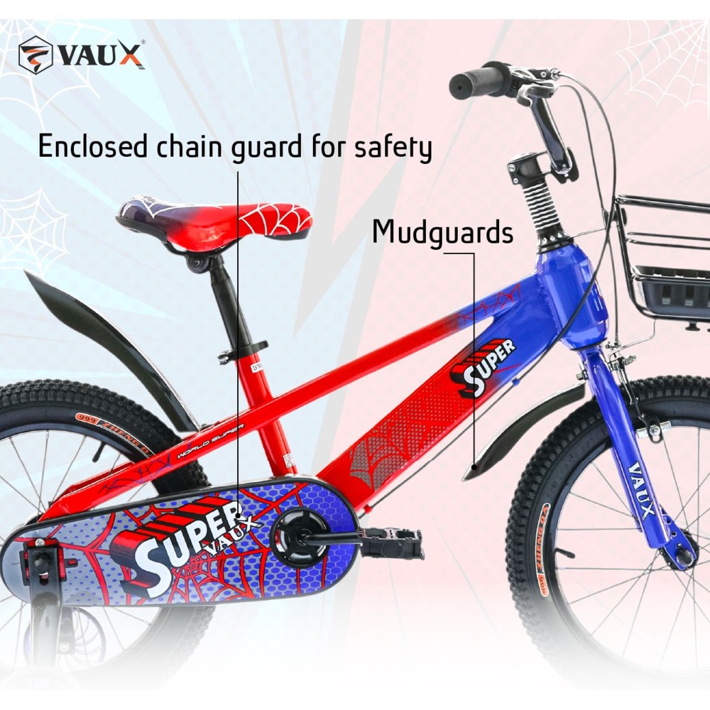 Vaux - Kids Super Bicycle With Balancing Wheels - Blue/Red